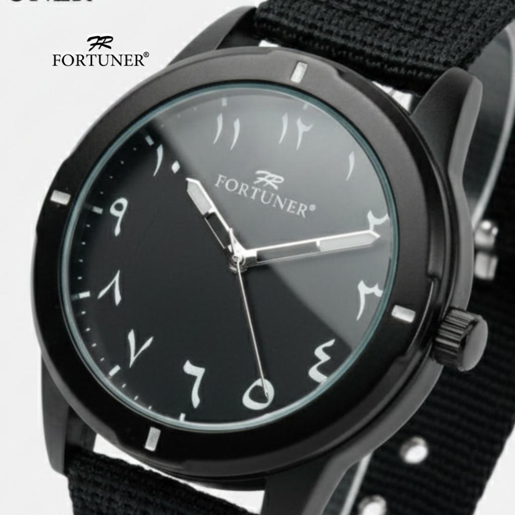Fortuner Jam Tangan Pria Analog Angka Arab Tahan Air Kanvas Eman