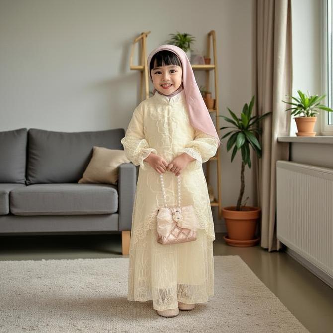 Isabella Gamis Bini Orang Long Dress Malay Anak Perempuan 2026 Free Belt Bahan Fairy Crepe Fancy Emb
