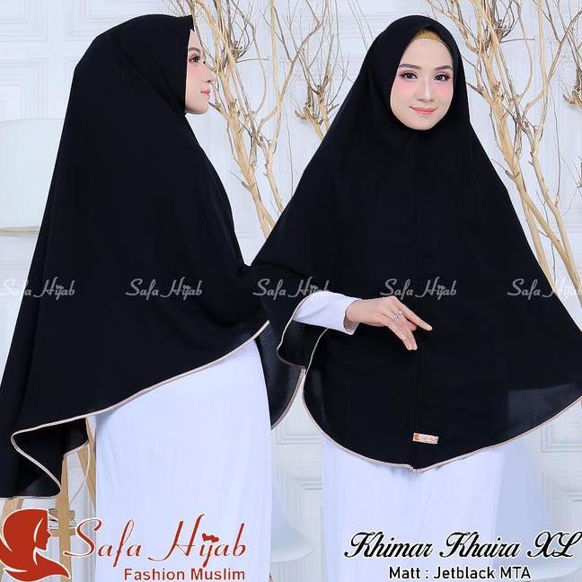 Khimar Jumbo Jetbla Mta Khimar Khaira List Pita Warnapolos C Pet Dan Non Pet Jilbab Hitam Pekat Katu