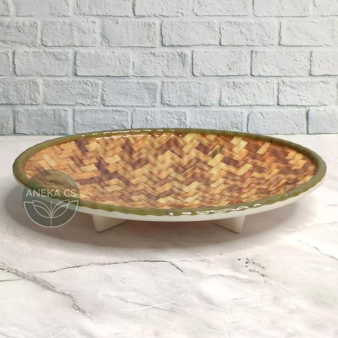 Piring Oval Melamin Motif Rotan - Piring Saji - W7809 TS