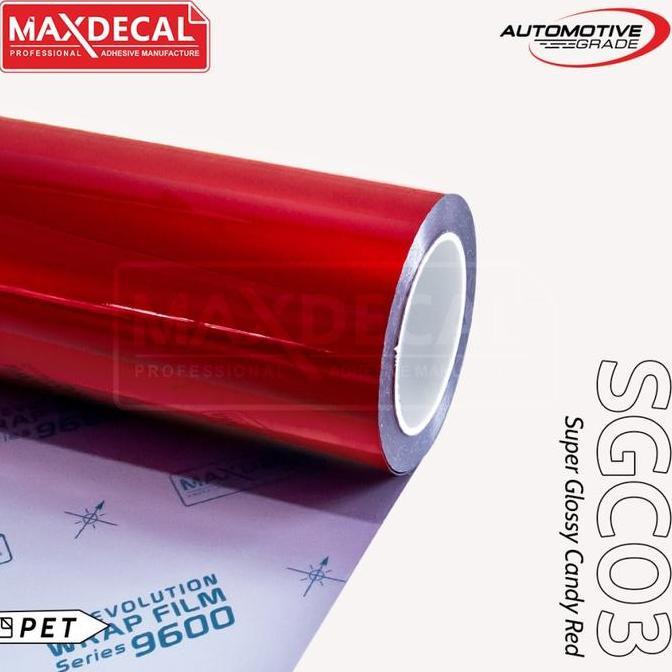 Promo MAXDECAL 9600 SGC03 RED Super Gloss Candy Metallic Wrap [METERAN] Diskon