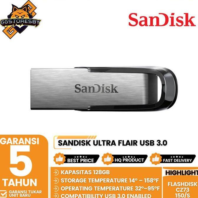 SanDisk Ultra Flair USB 3.0 150MB/s Flashdisk CZ73 128GB (SDCZ73-128G-G46)
