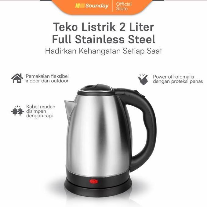YAVISINTHA - TEKO LISTRIK 2 LITER FULL STAINLESS STEEL PEMANAS AIR ELECTRIC KETTLE KETEL BESAR OTOMA