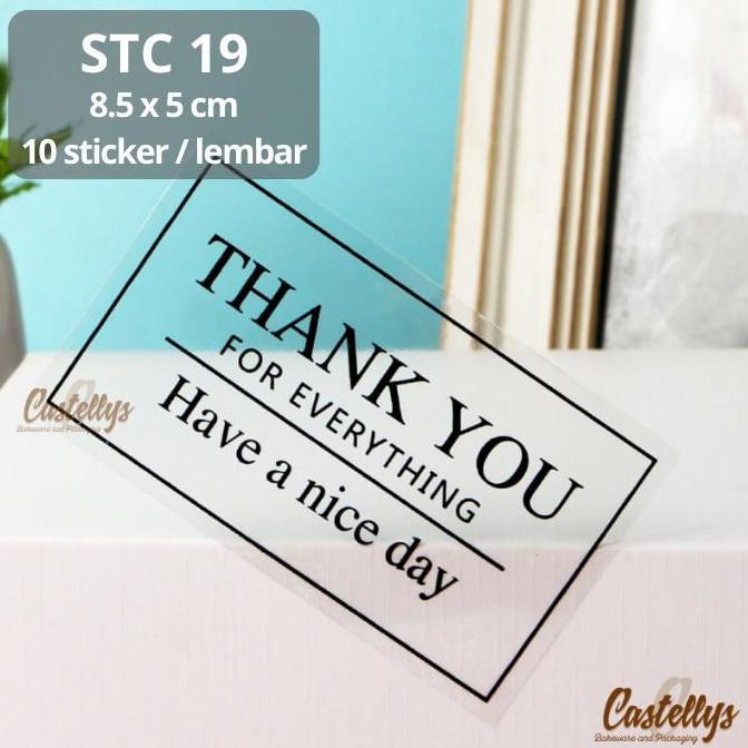 {{{{}}] Sticker Stiker STC 19 Label Thank You Transparan Kotak Kue Hampers dll
