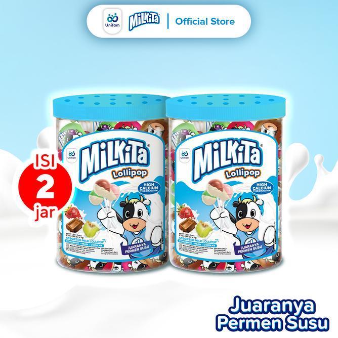 2 Jar Max Milkita Permen Susu Lolipop 1 Toples Isi 30Pcs