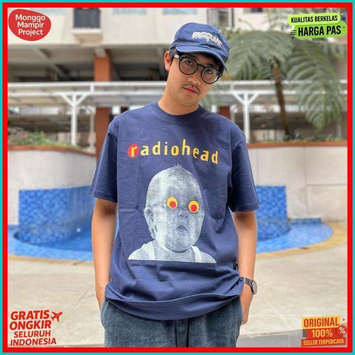 Murah Radiohead - Pablo Honey Tour Tshirt Navy - Kaos Band