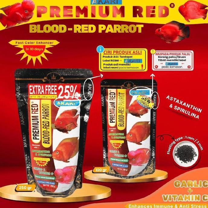 AKARI PREMIUM RED BLOOD RED PARROT 250gr makanan ikan pakan oscar louhan parrot Pigmen Merah Astaxan