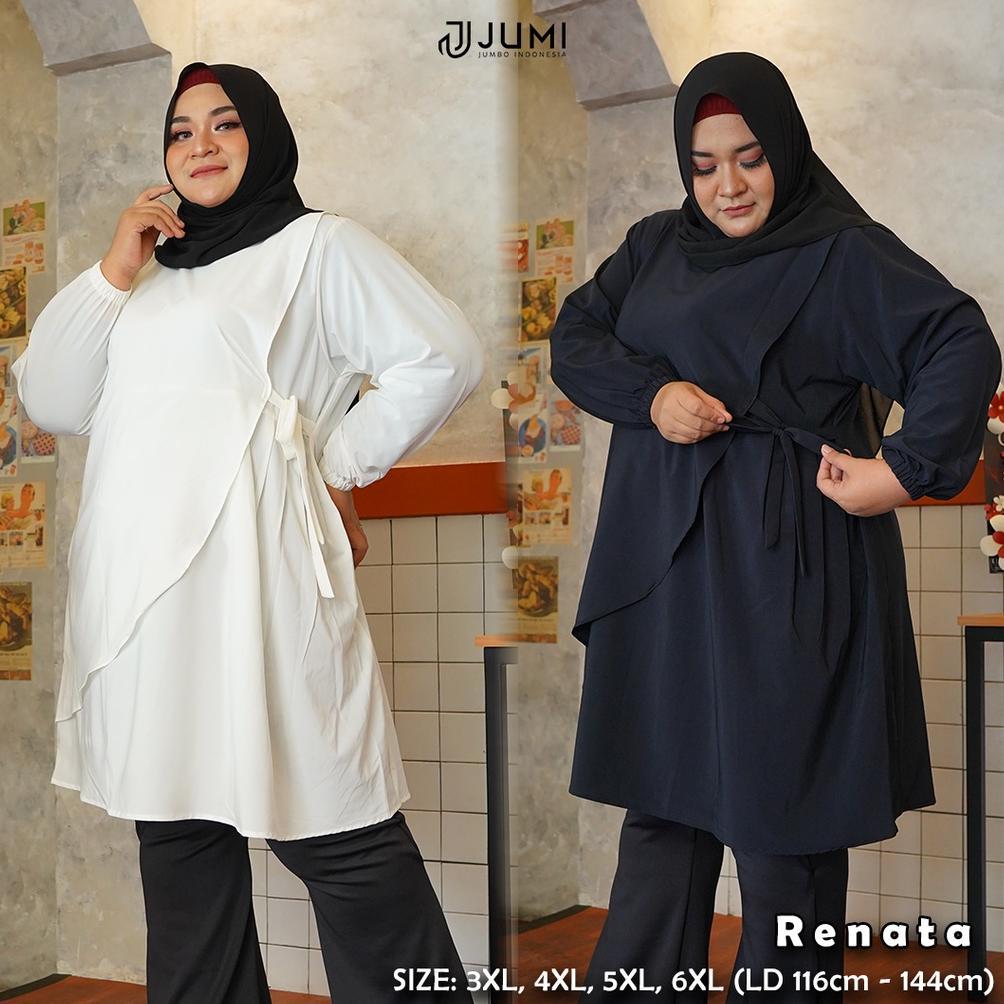 HOT Tunik Jumbo Polos Premium LD 116, 124, 134 & 144 cm | Baju Kuliah & Kerja | Renata Tunik