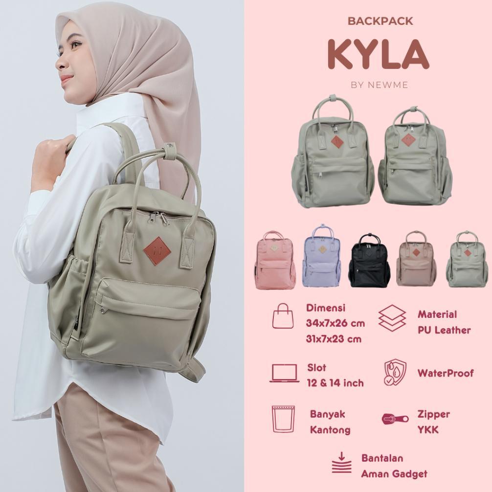 Backpack Kyla Tas Ransel Laptop Tablet 12/14 Inch, Waterproof, YKK, Tas Wanita, Tas Sekolah Cewek te