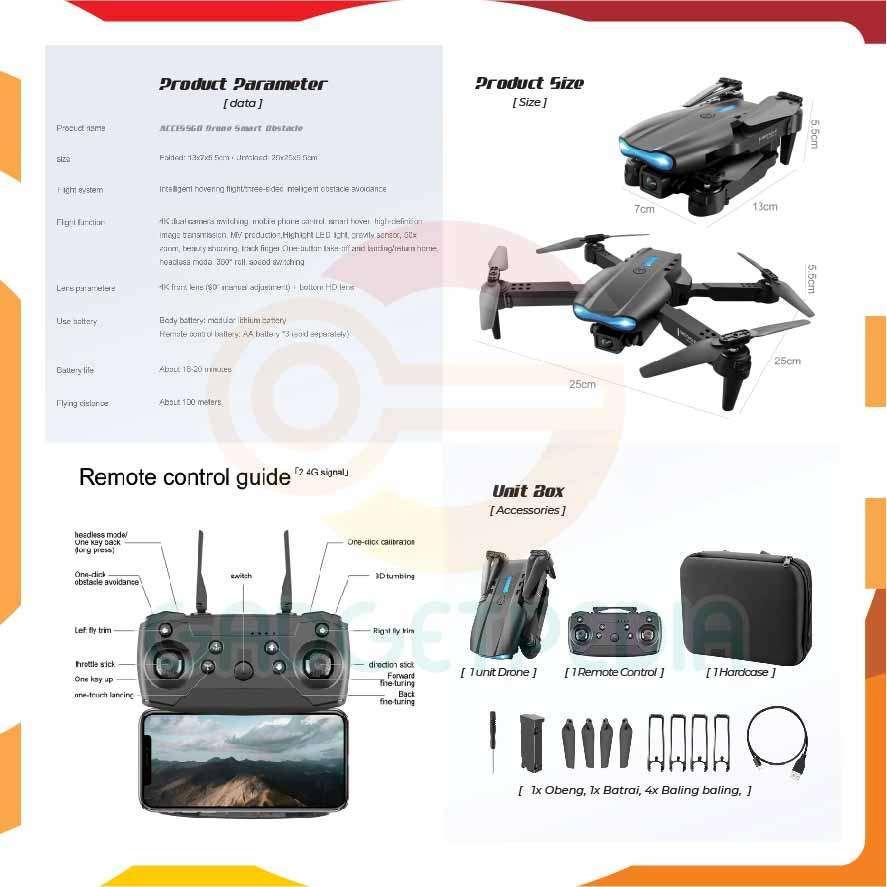 Drone E99Pro Ultrahd Dual Kamera  Wifi E99 Garansi Original