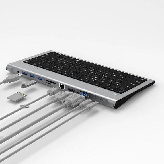BEBAS ONGKIR - FEELTEK Usb C OTG Hub Keyboard 11 in 1 Hub HDMI 4K VGA RJ45 100W PD