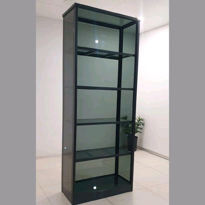 TC ALUMINIUM LE780 80X40X207 B LEMARI PREMIUM 5 SUSUN ALUMINIUM TEBAL COKLAT FULL KACA 5 MM AWET KUA