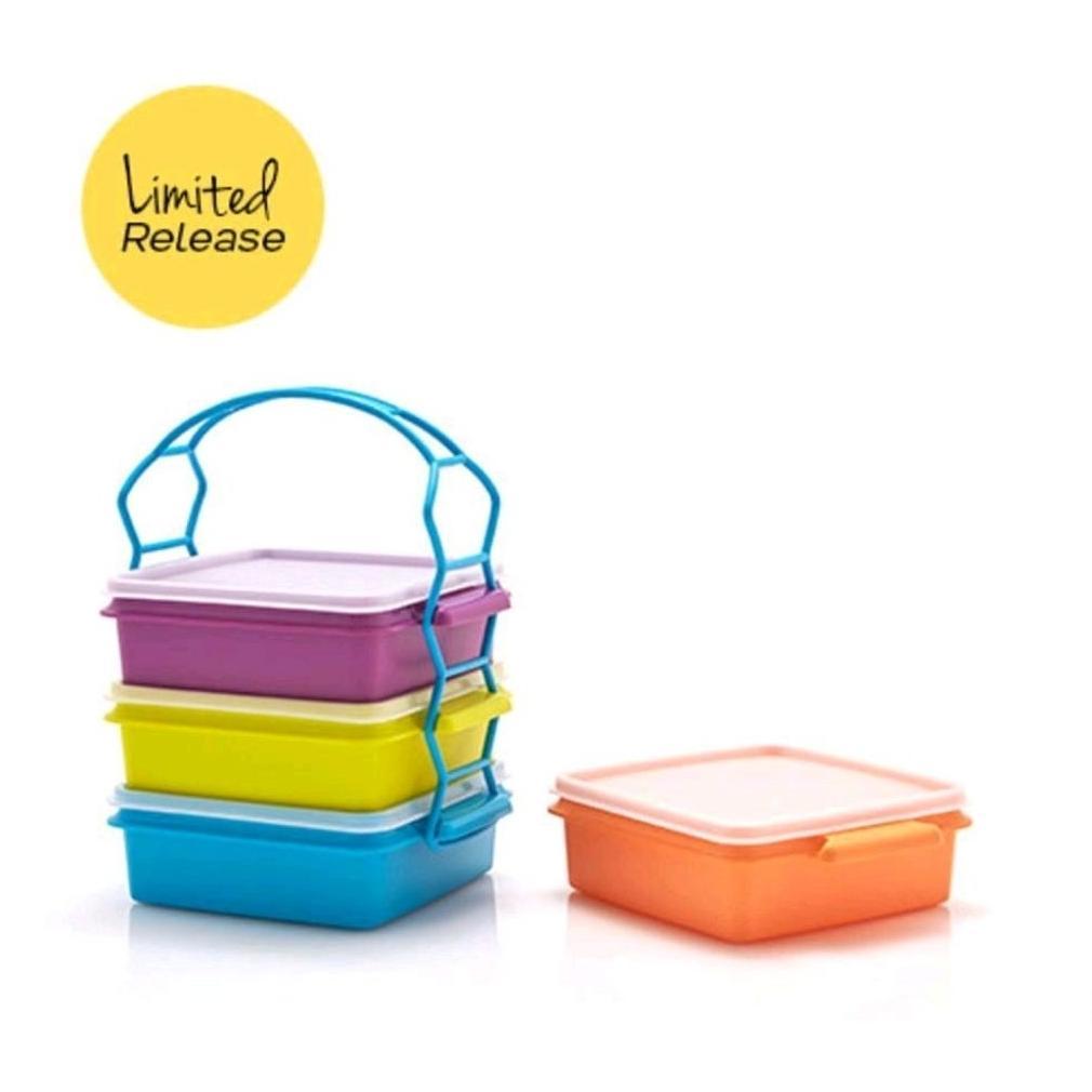 Tupperware carry all set rantang 4 susun warna warni