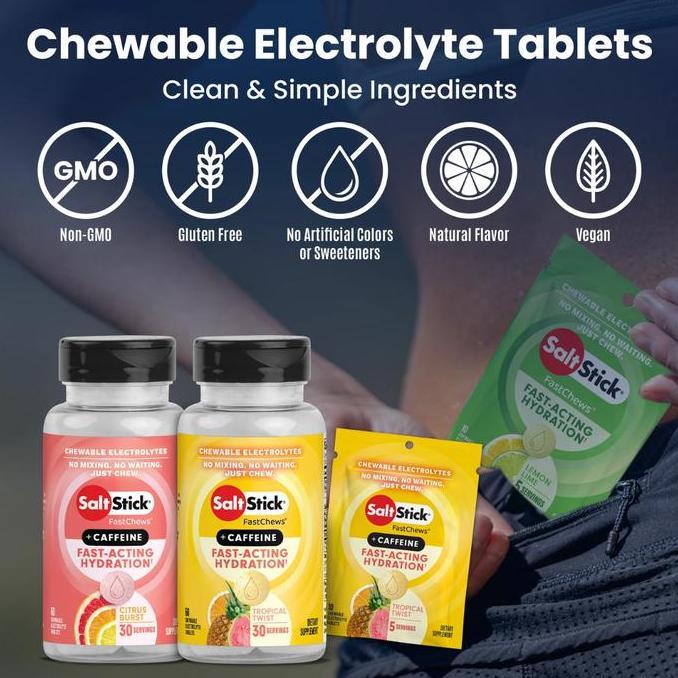 SaltStick FastChews Semua Rasa 10-Tablet Sachet / Salt Stick Electrolyte Fast Chews FastChew