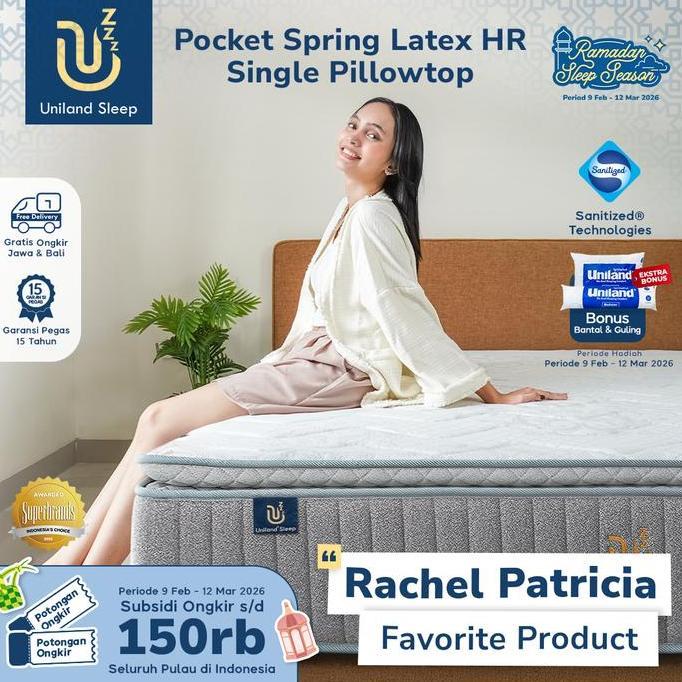 Kasur Pocket Spring Bed Latex HR Single Pillowtop 30cm Uniland Sleep