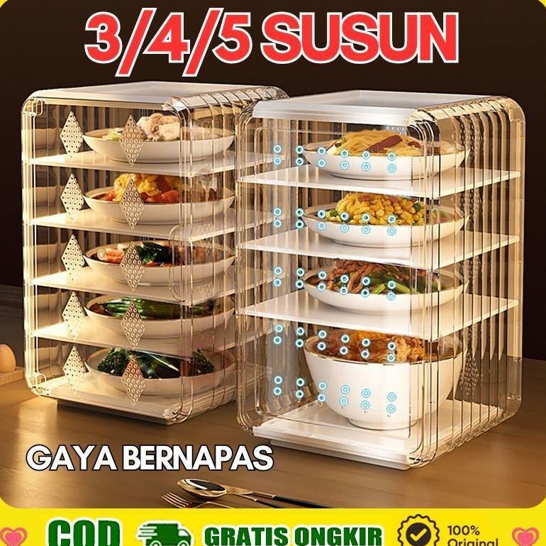 [COD]Tudung Saji 5 Susun Jumbo Tebal Terbaru Food Storage Rak Makanan Bahan Akrilik Premium Tudung S