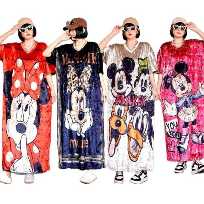 Dress big size velvet bludru panjang jumbo semata kaki Wanita Casual