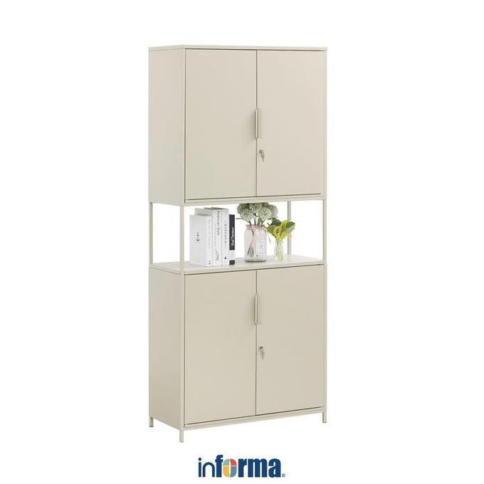 Informa Lynd Lemari Arsip Kantor Metal 4 Pintu - Krem Beige Berkas Kantor Tempat Penyimpanan Kabinet