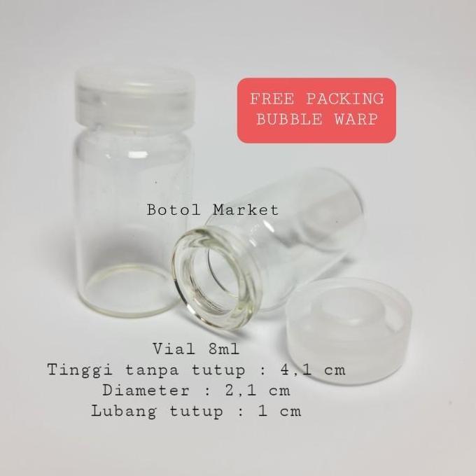 Vial 8ml botol kaca tester tutup sumbat Plastik