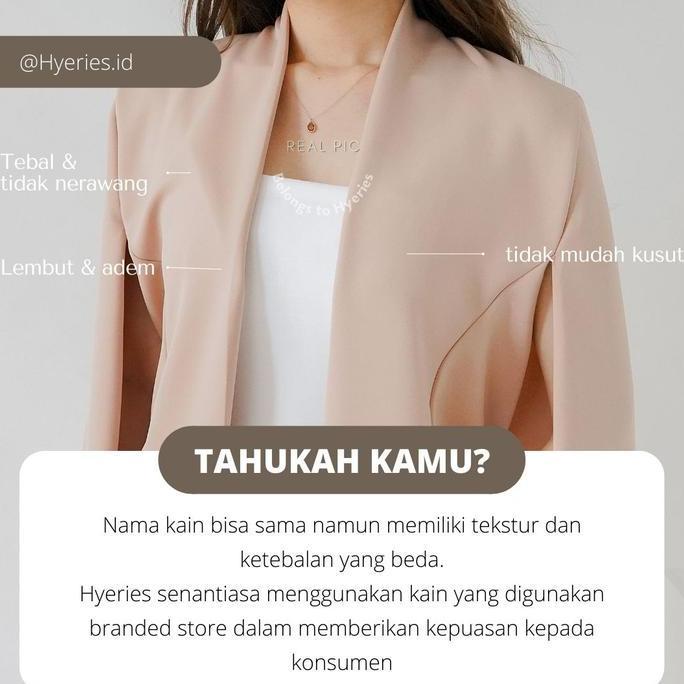 HYERIES CAPE blazer wanita korea / blazer kerja wanita / blazer wanita putih hitam / blazer kantoran