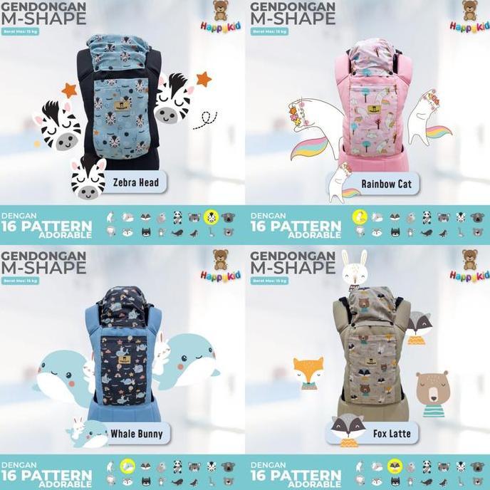 Moms_ Happykid Gendongan Bayi Ransel M-Shape Gendongan Bayi Depan Belakang Lite Carier Terlaris