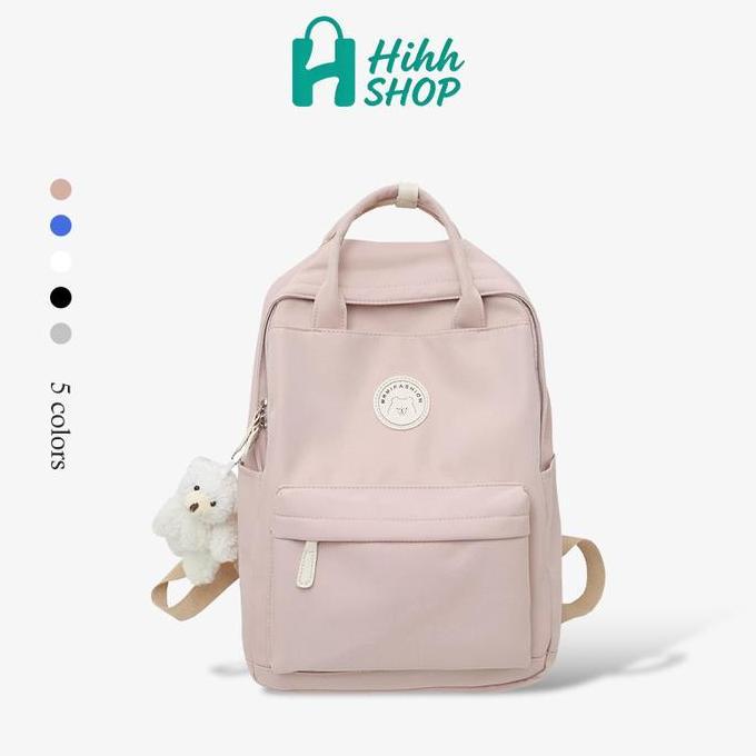 Bags- Hihhshop Ransel Wanita Gaya Jepang Ins Gadis Tas Tangan Nilon Bernapas Tahan Air Anti Gores Mu
