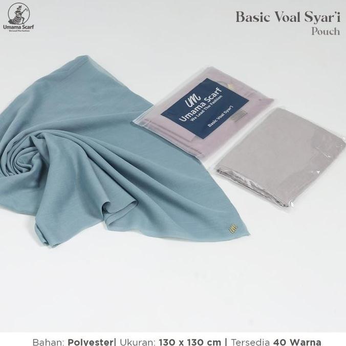 DE69 >> Jilbab Basic Voal Jahit Syari Pouch Lasercut Metalogo UM 130x130cm Hijab JUMBO