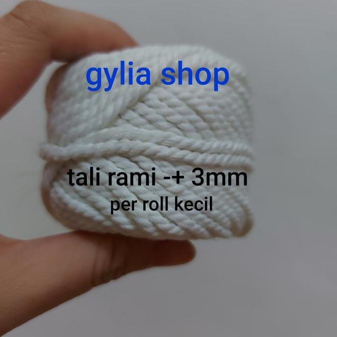 Tali Rami / tali rami putih -+ 3 mm per roll / Tali souvenir /prakarya