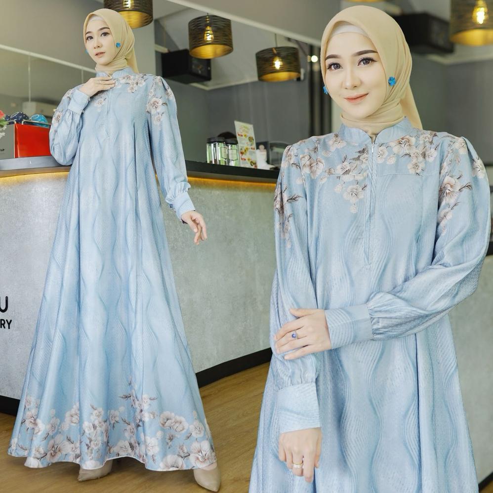 TERMURAH Az Zahra Gamis Dobby Silk Premium motif Wanita Muslim Terbaru Jumbo dan Busui