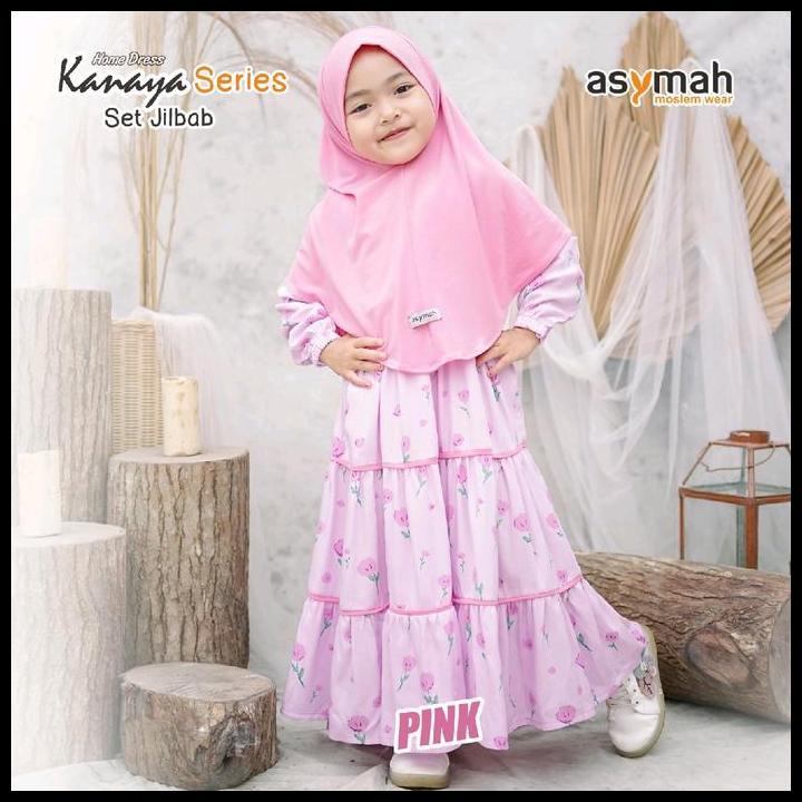 Asymah Kanaya Series Pink By Asymah Gamis Anak Cantik Jilbab Rayon Valencia Mix Jersey Premium Ity N