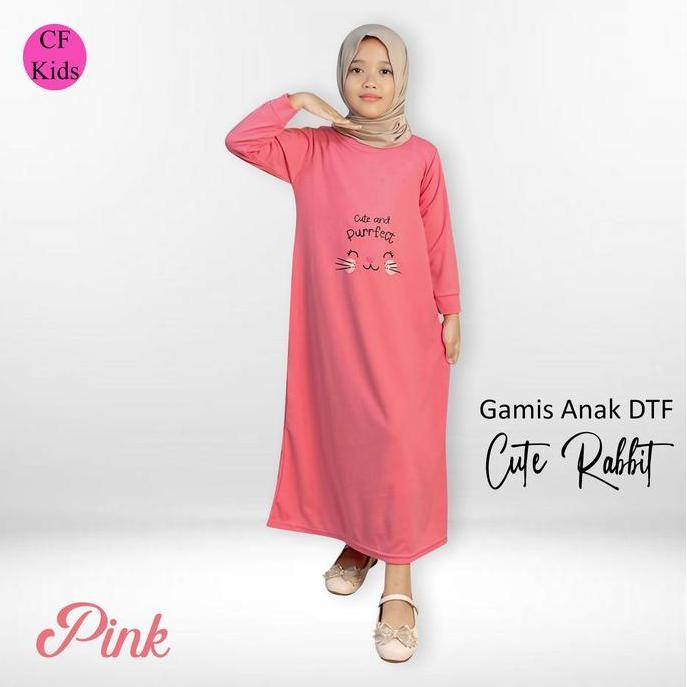 DB261 - CF Kids Gamis Anak Perempuan Print DTF Cute Rabbit