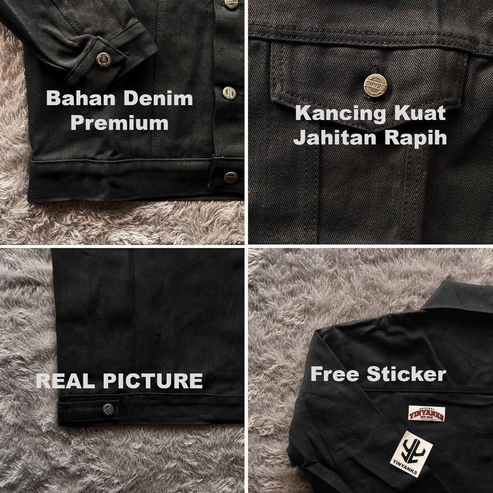 PROMO Yinyanks Jacket Denim The Beatles Font Jacket Jeans Hitam
