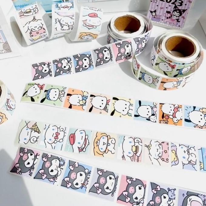 Tulisaja- 200 Lembar Stickers Cartoon Stiker Anak Purple Monster Cute Lucu Rekat