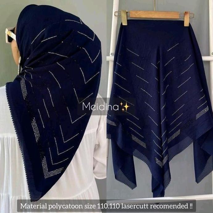 DV225 - Hijab Segi 4 Empat Laser CUT SWAROVSKI POLLYCOTTON / SEGIEMPAT PAYET / Kerudung Segi 4 Empat