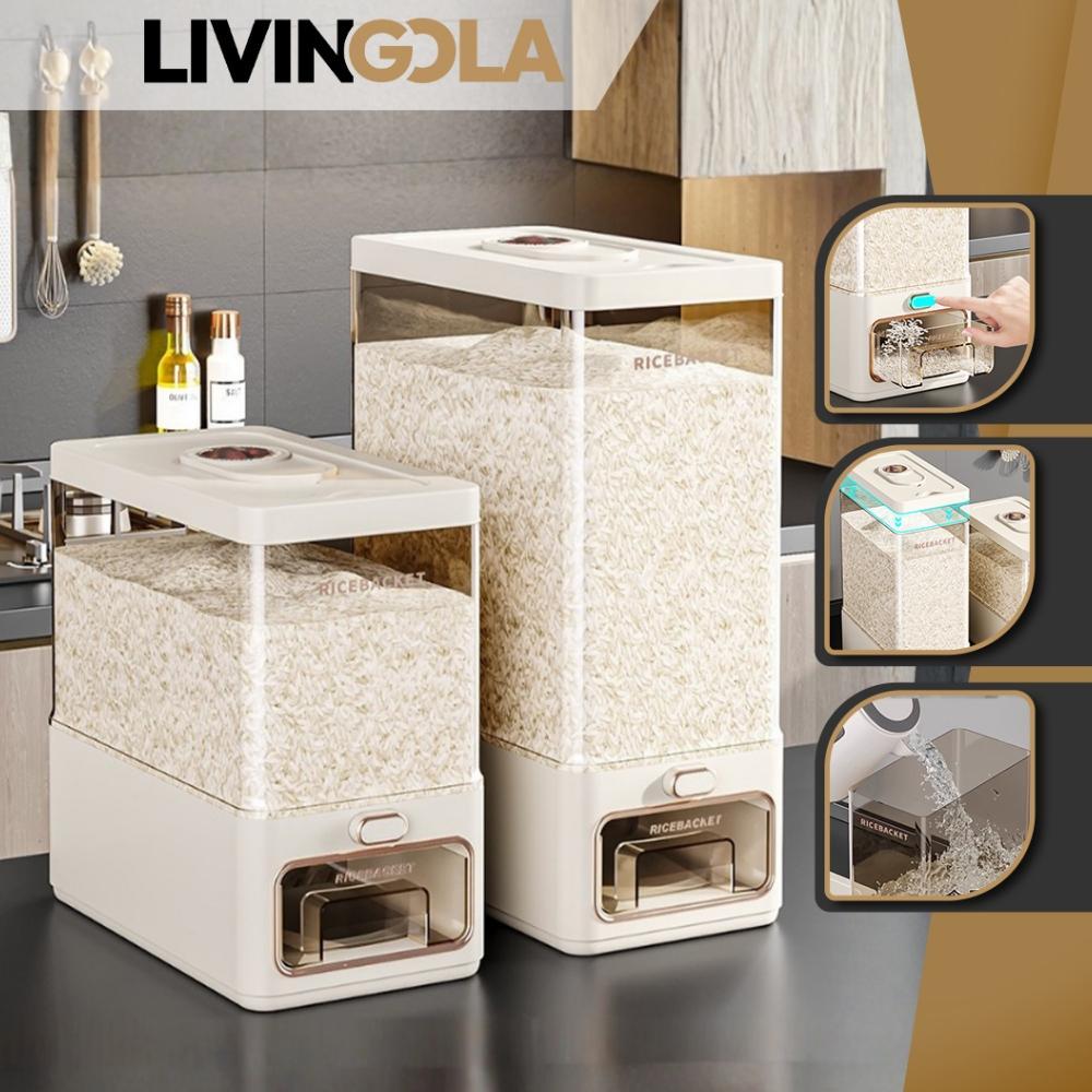 LIVINGOLA Dispenser Beras 6kg-11kg Rice Dispenser E28A-E30A Tempat Penyimpanan Beras Rice Bucket