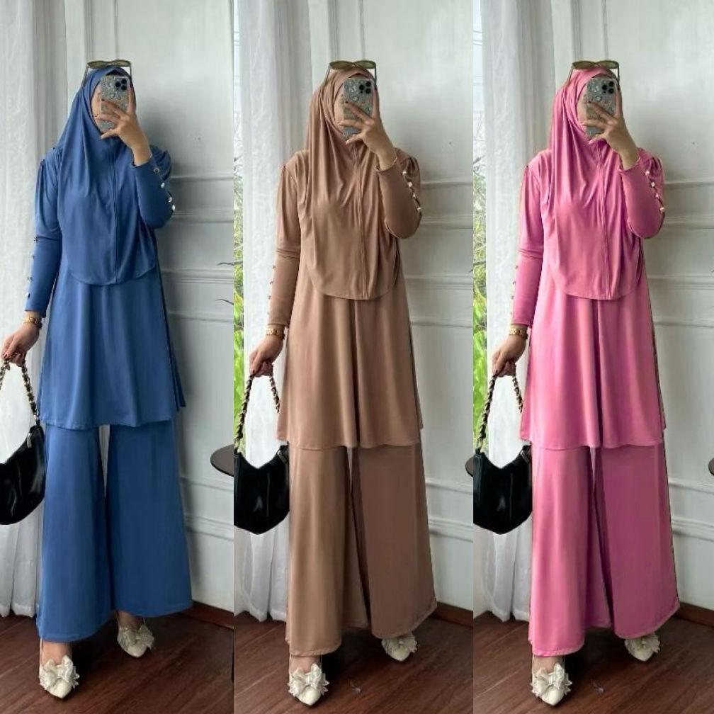 SET SARTIKA HIJAB JERSEY 3IN1 FIT TO XL // SETELAN POLOS TUNIK // ONE SET TUNIK WANITA // SETELAN FR