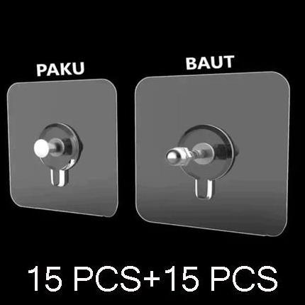 Konichiwa- 30 Pcs Mix Original Paku Baut Campur Stiker Hook Tanpa Bor Tembok Tempel Gantung Rak Foto