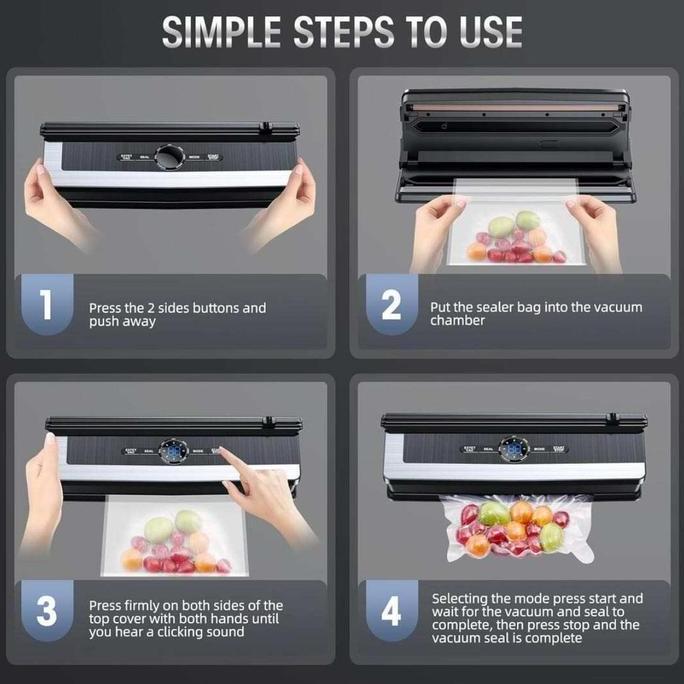 Eggx- Vacuum Sealer Makanan Mesin Vakum Vacum Seal Alat Press Food Segel Sealers Putih