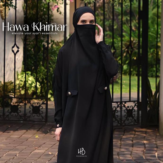 HIJABERLIN - Hawa Overhead Khimar Dress Terusan Berlengan - Gamis Syari Umroh Haji Premium