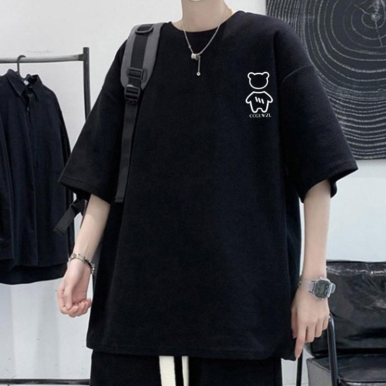 BESTPROMO Set Pakaian Pria, Setelan Pria, Setelan Korea Style, Kaos Oversize, Celana Pendek Pria