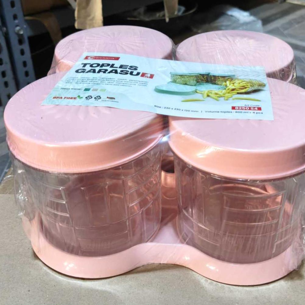 Termurah Toples Garasu 4 Set + Nampan Mika 800Ml Toples Lebaran Toples Nampan