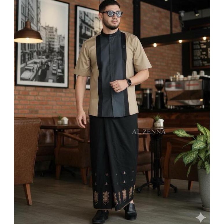 Termurah / Hot Sale Setelan Sarko Sarung Dan Koko Lengan Pendek Motif Nuaiman Series Sarung Motif Ac