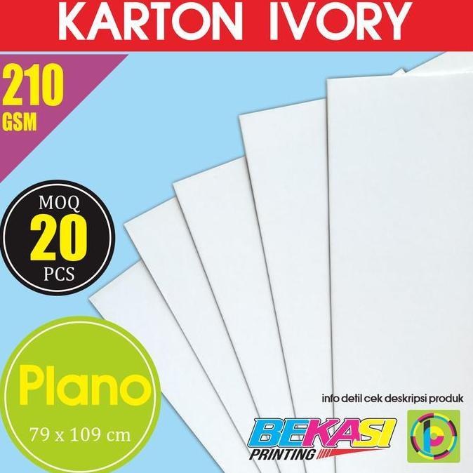 BEBAS ONGKIR - 20 Lembar Kertas Karton IVORY 210 gsm Plano 79x109 cm
