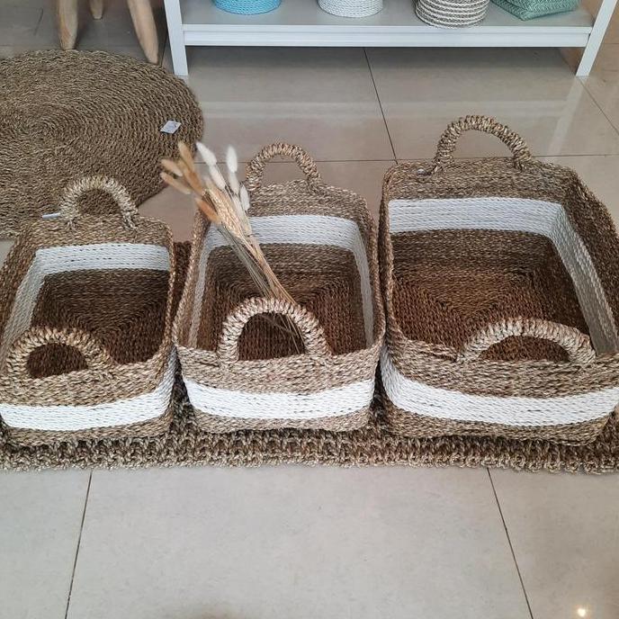 Keranjang Anyam Persegi Seagrass / Kotak Anyaman Seagrass KS02