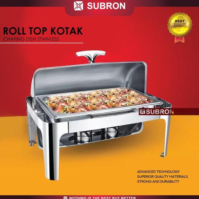 SUBRON Roll Top 9L Kaca Chafer Chafing Dish Stainless Wadah Prasmanan