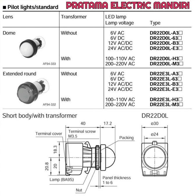 Grosir Fuji Pilot Lamp Dr22Dol-E3R Dr22Dol-E3Y Dr22Dol-E3G Dr22Dol-E3W