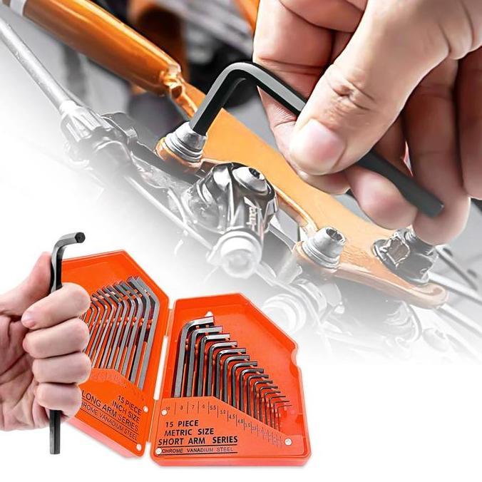 Kunci L 30 Pcs Set Metrix Inch Camel Hexagonal Star Panjang Segienam Bintang Satin Allen Key Arm Ser