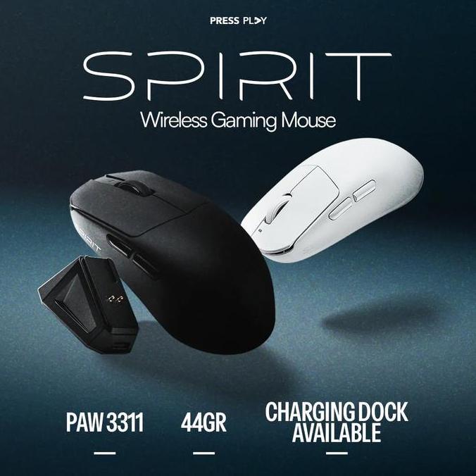 (HM) Press Play SPIRIT Ultralight Wireless Gaming Mouse with Charging Dock / Dock Charger