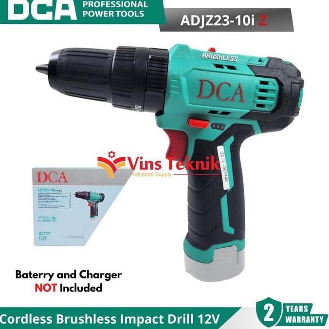 DCA ADJZ23-10i Z Mesin Bor Baterai Cordless Brushless Impact Drill 10mm 12V ADJZ23-10iZ