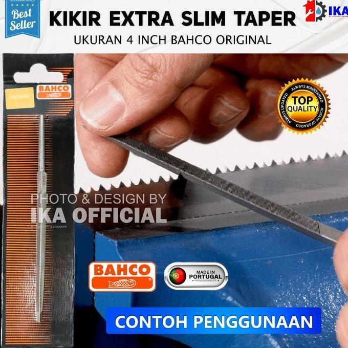 GRANTZY Kikir Segitiga Bahco 4" Asli 100% Hologram Silver BAHCO Kikir Segitiga 4 Inch Slim Taper Saw